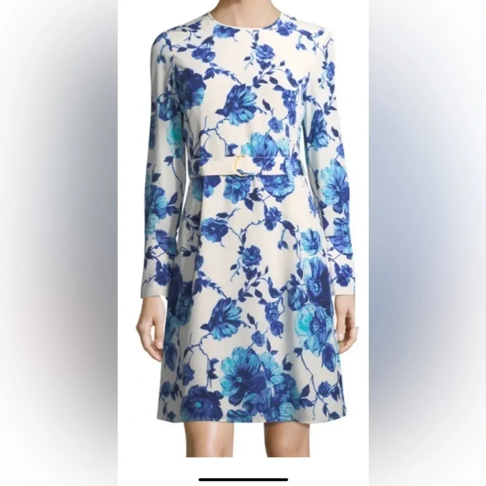Tory Burch Giovanna Long Sleeve Floral Silk Dress